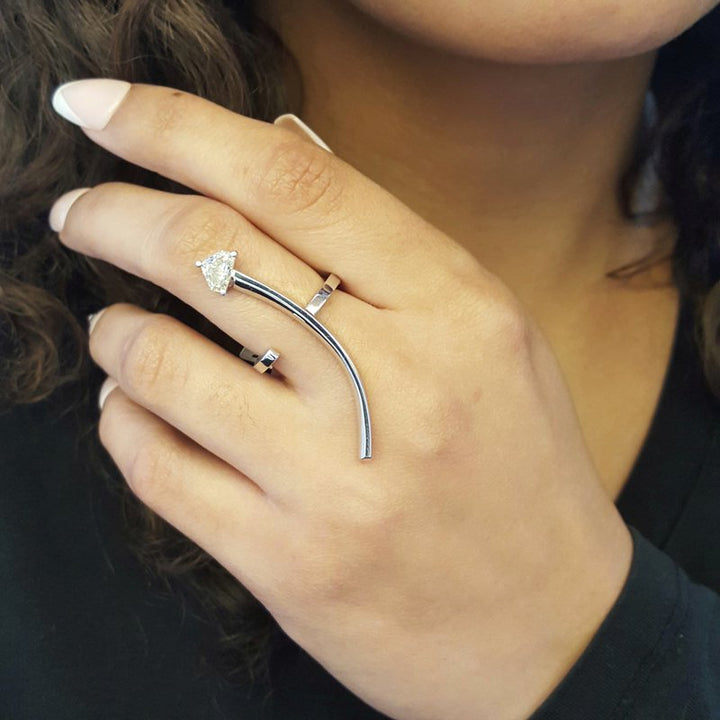Luxury by Rene Hernandez Dramatic Geometric Curve Ring
