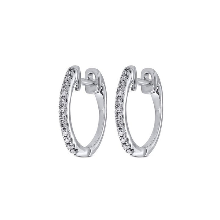 Gems One Diamond Hoops In 10K White Gold (1/10 Ct. Tw.)
