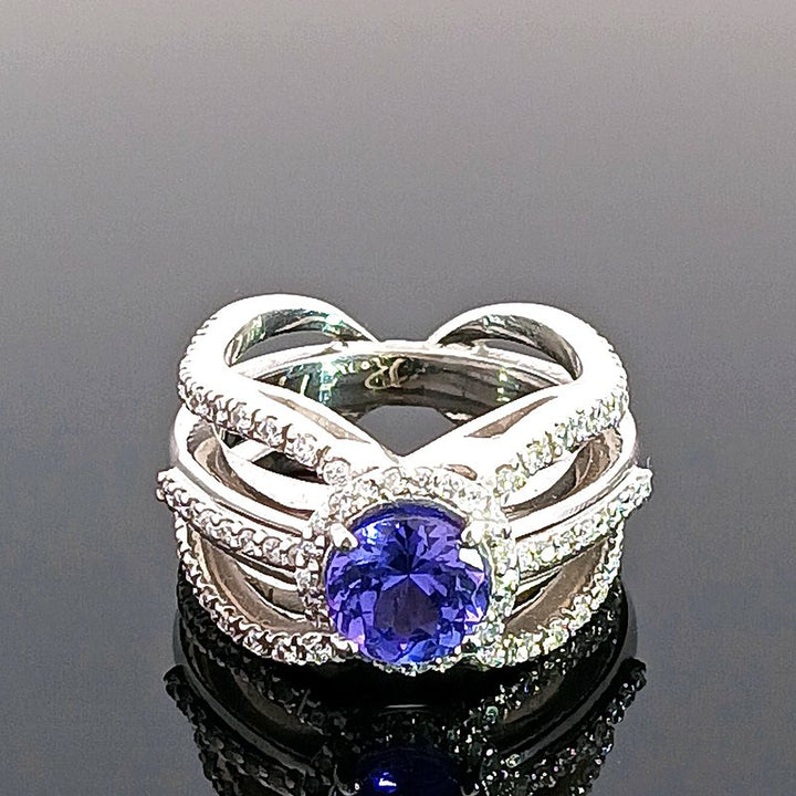 Luxury by Rene Hernandez Tanzanite Trio Shank Ring