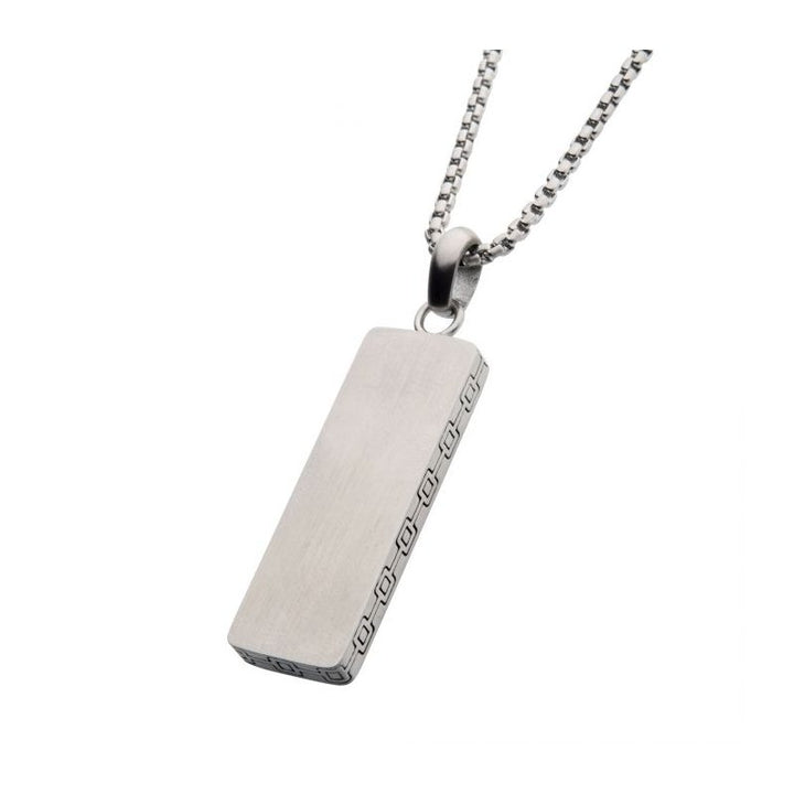 INOX Jewelry Steel Engravable Drop Pendant with Round Box Chain