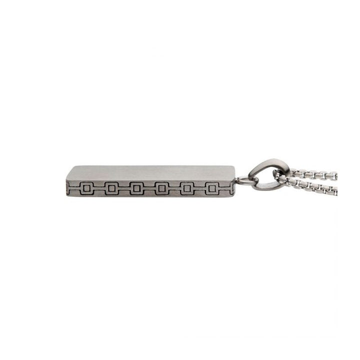 INOX Jewelry Steel Engravable Drop Pendant with Round Box Chain