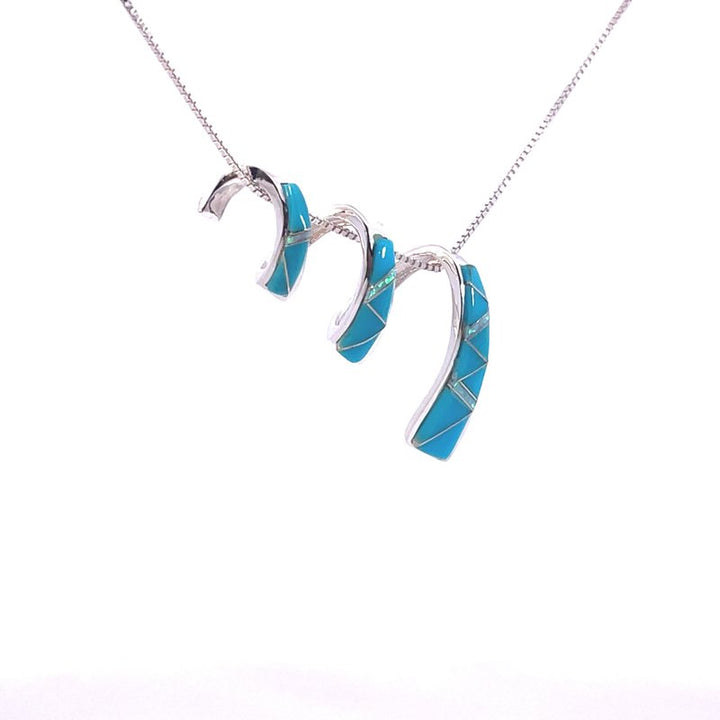 Arizona Turquoise and Inlaid Jewelry Turquoise and Opal Inlaid Spiral Pendant