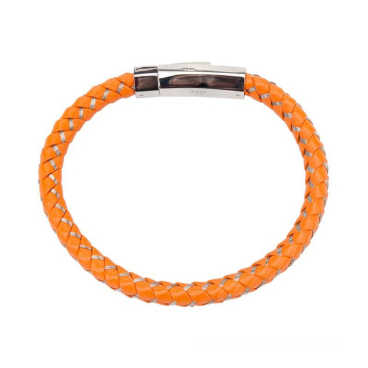 INOX Jewelry Mix Orange Woven Leather Bracelet BR9923