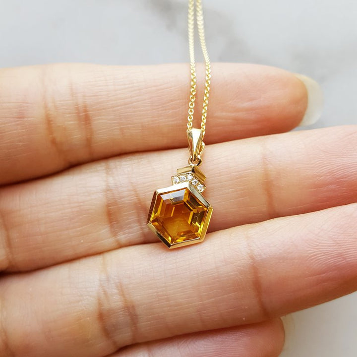 Sami Fine Jewelry Citrine Hexagon Pendant