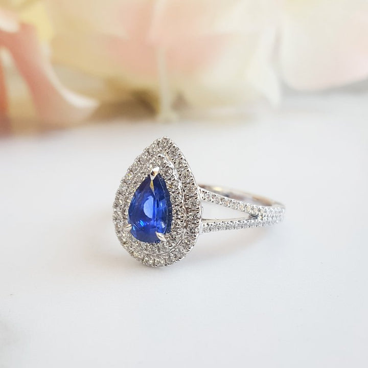 Sami Fine Jewelry Pear Cut Sapphire Halo Ring 040155