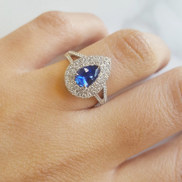 Sami Fine Jewelry Pear Cut Sapphire Halo Ring