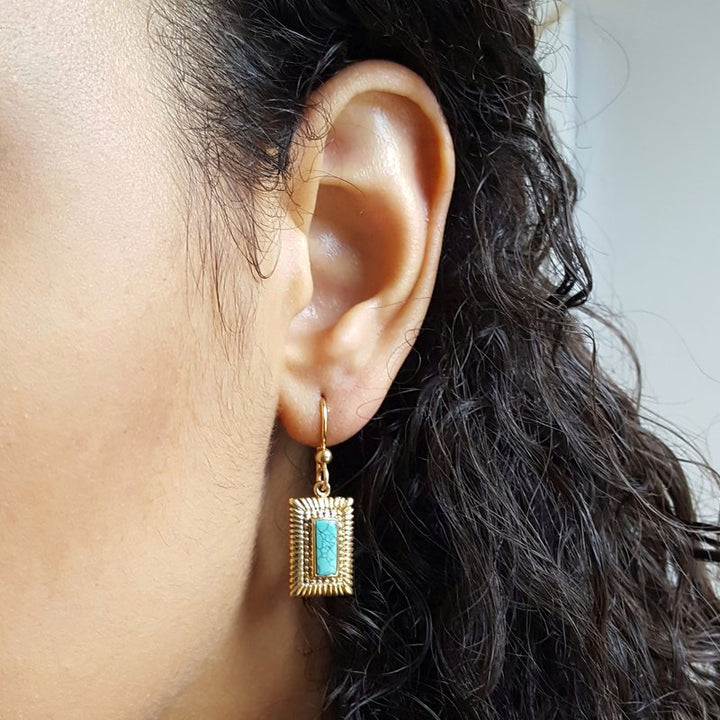 American Gem Collection Gold Framed Turquoise Dangles