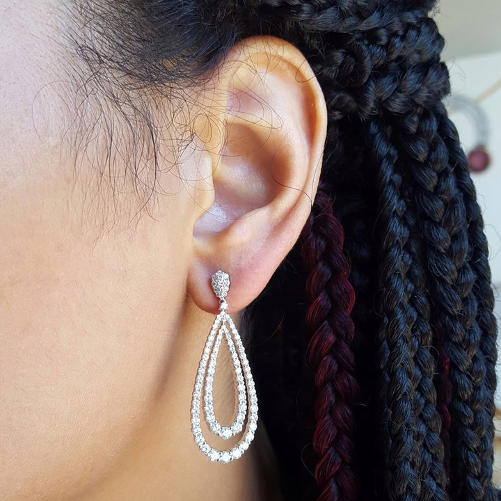 Sami Fine Jewelry Double Diamond Drop Earrings