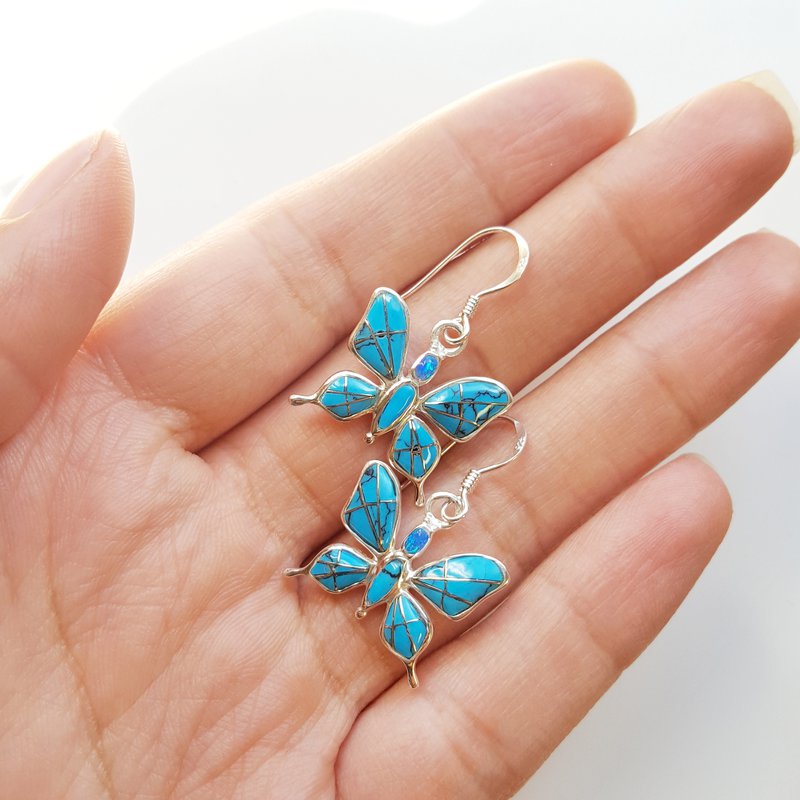 Arizona Turquoise and Inlaid Jewelry Elegant Butterfly Earrings 2411679
