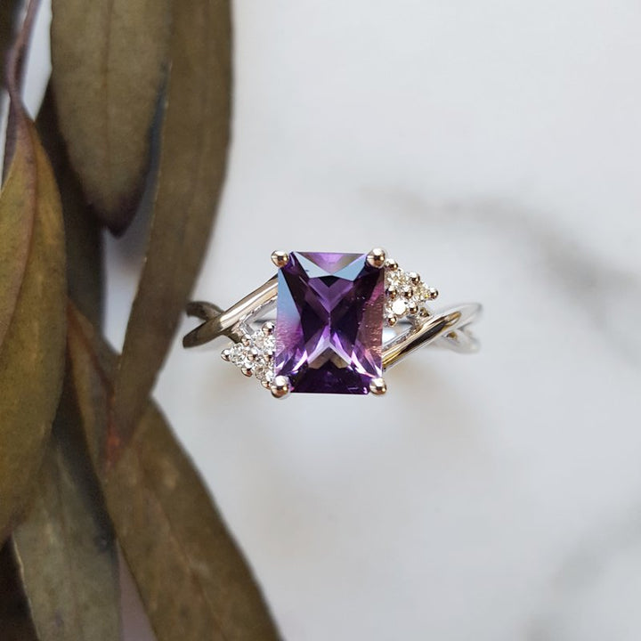 Arizona Amethyst Gold Jewelry Accented Radiant Ring