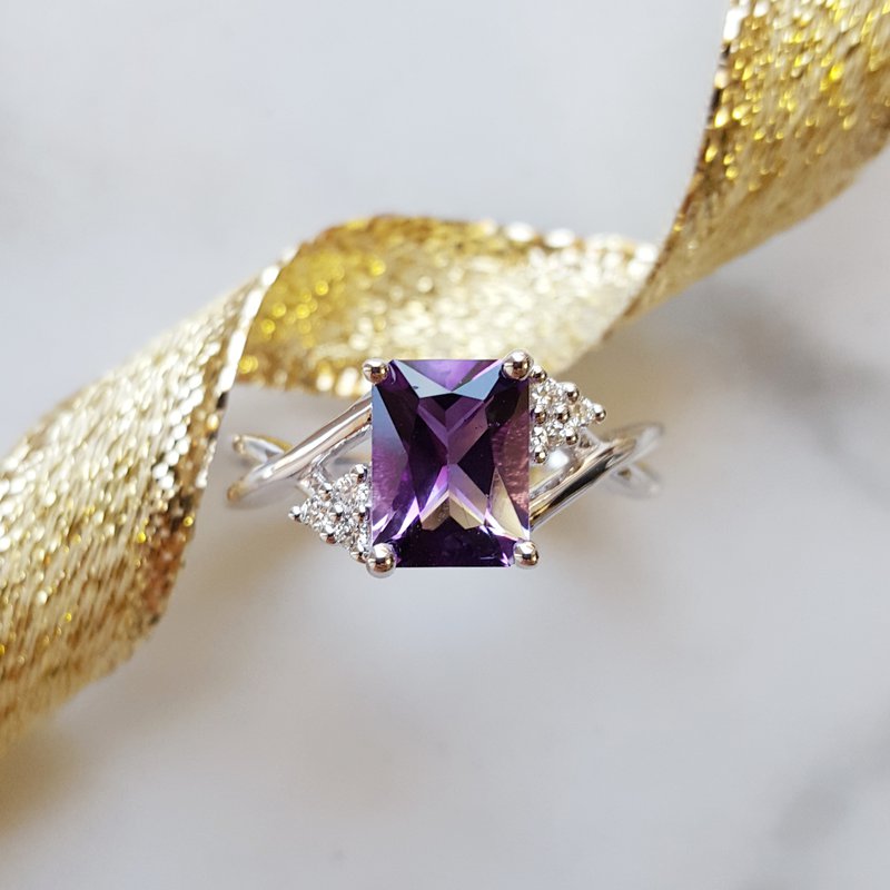 Arizona Amethyst Gold Jewelry Accented Radiant Ring