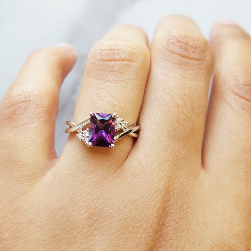 Arizona Amethyst Gold Jewelry Accented Radiant Ring