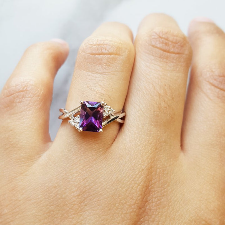 Arizona Amethyst Gold Jewelry Accented Radiant Ring