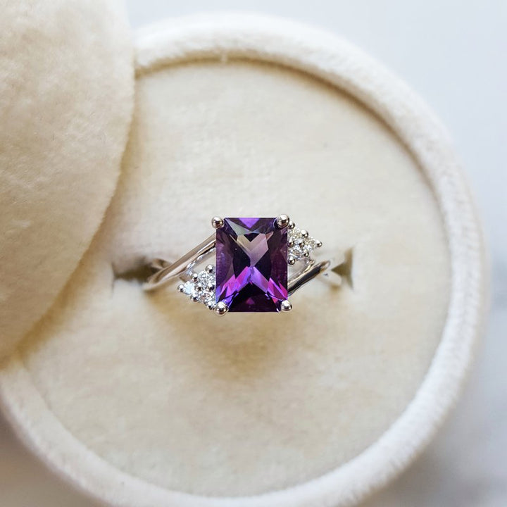 Arizona Amethyst Gold Jewelry Accented Radiant Ring