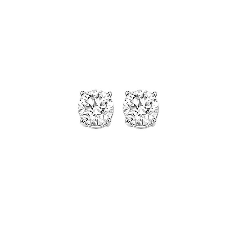 Gems One Diamond Round Classic Solitaire Stud Earrings In 14k White Gold (1/4 Ctw)