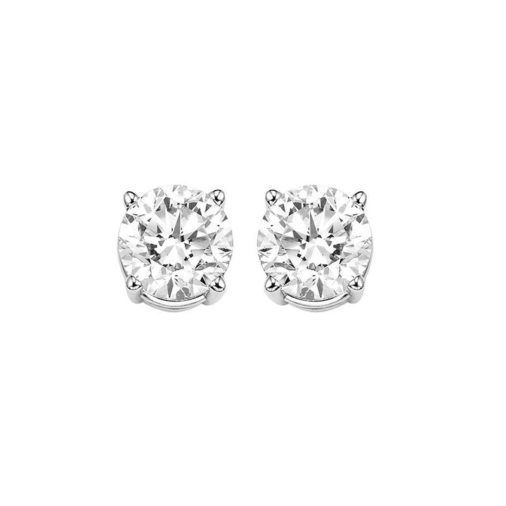 Gems One Diamond Round Classic Solitaire Stud Earrings In 14k White Gold (1/4 Ctw)