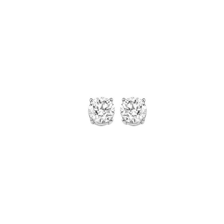 Gems One Diamond Round Classic Solitaire Stud Earrings In 14k White Gold (1/4 Ctw)