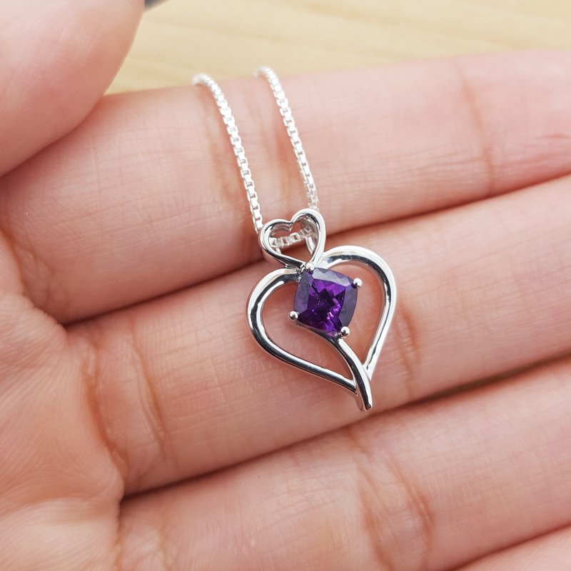Arizona Amethyst Silver Jewelry Open Amethyst Heart Pendant