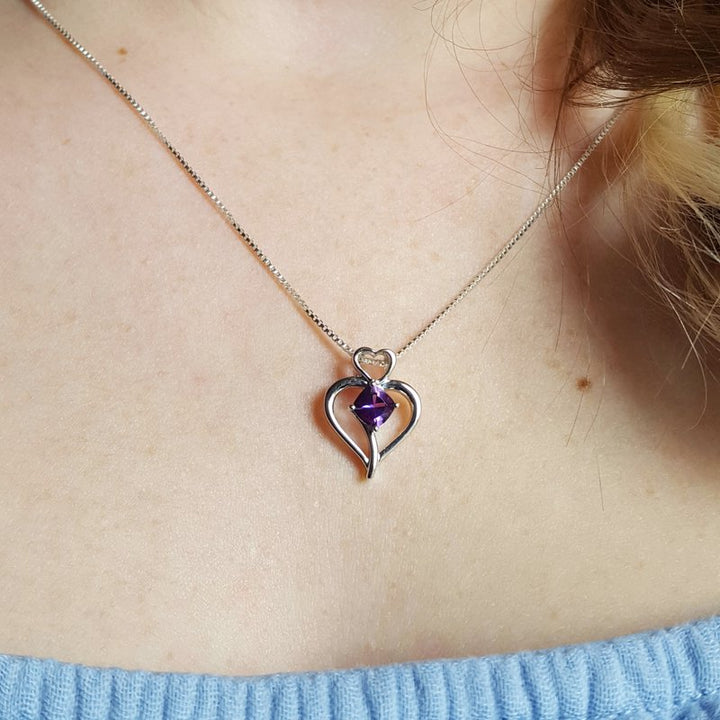 Arizona Amethyst Silver Jewelry Open Amethyst Heart Pendant