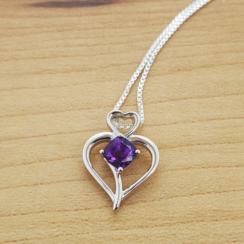 Arizona Amethyst Silver Jewelry Open Amethyst Heart Pendant 363643