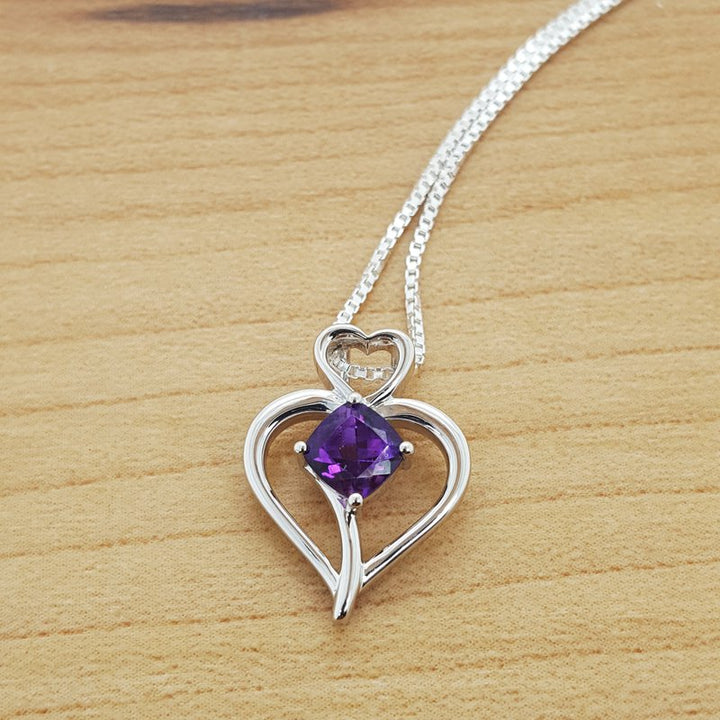Arizona Amethyst Silver Jewelry Open Amethyst Heart Pendant 363643