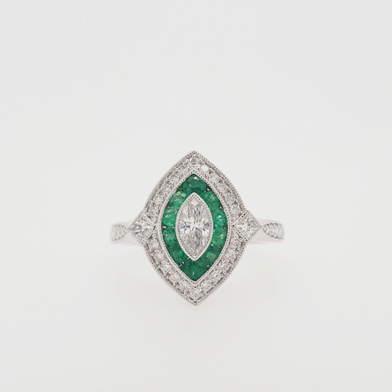 Sami Fine Jewelry Emerald Vintage Marquise Ring