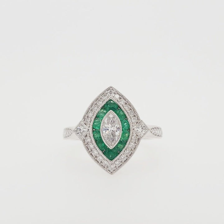 Sami Fine Jewelry Emerald Vintage Marquise Ring