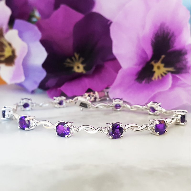   Arizona Amethyst Gold Jewelry Delicate Amethyst Tennis Bracelet 363255 - Sami Fine Jewelry