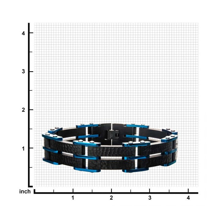 INOX Jewelry Two Tone Blue Hammered Modern Bracelet