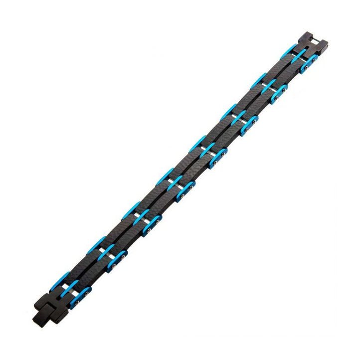 INOX Jewelry Two Tone Blue Hammered Modern Bracelet