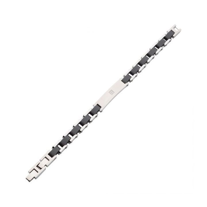 INOX Jewelry Carbon Graphite with Genuine Diamond Steel ID Bracelet