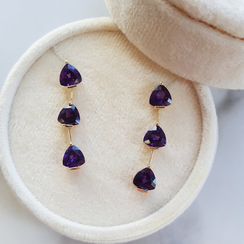 Amethyst Prism Dangle Earrings