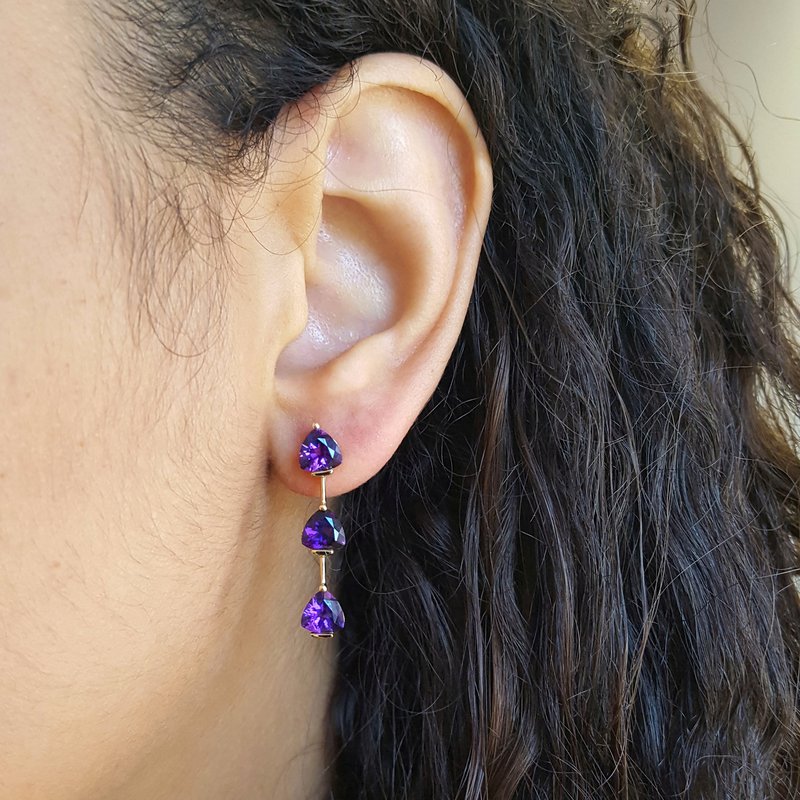 Amethyst Prism Dangle Earrings