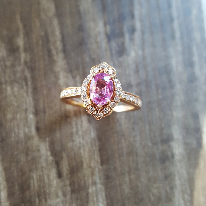 Sami Fine Jewelry Pink Sapphire Antique Halo Ring