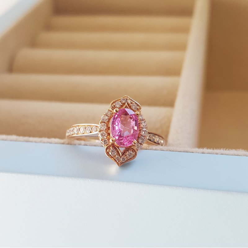 Sami Fine Jewelry Pink Sapphire Antique Halo Ring