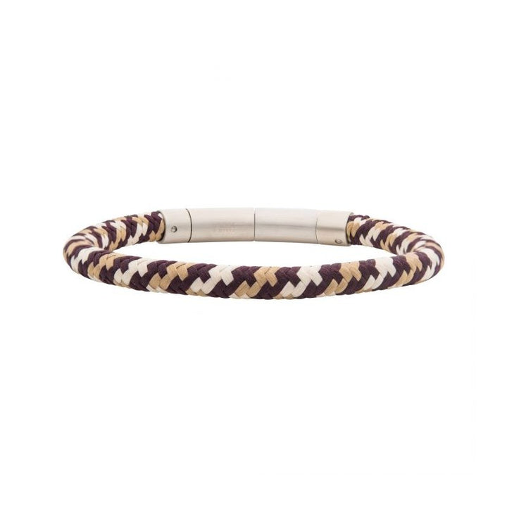 INOX Jewelry 6mm Brown, Beige & Dark Brown Nylon Cord Bracelet