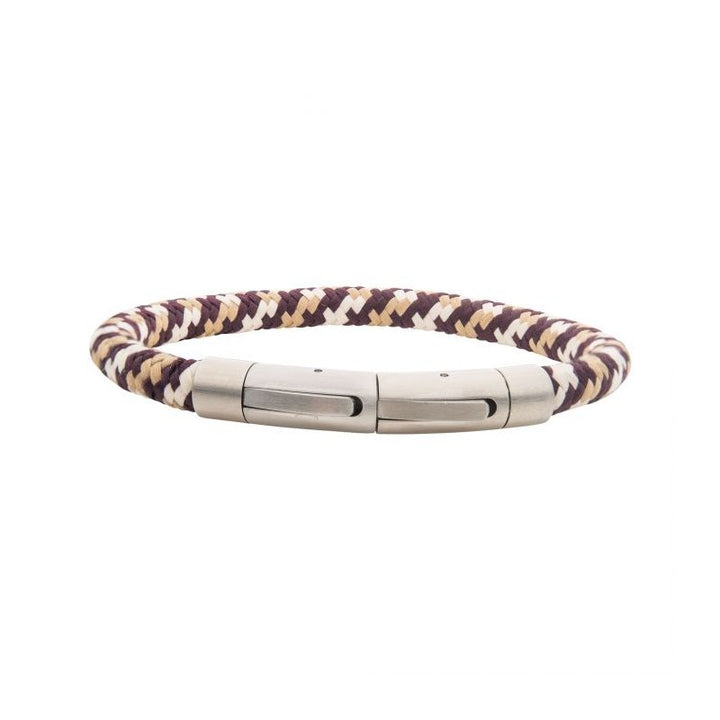 INOX Jewelry 6mm Brown, Beige & Dark Brown Nylon Cord Bracelet