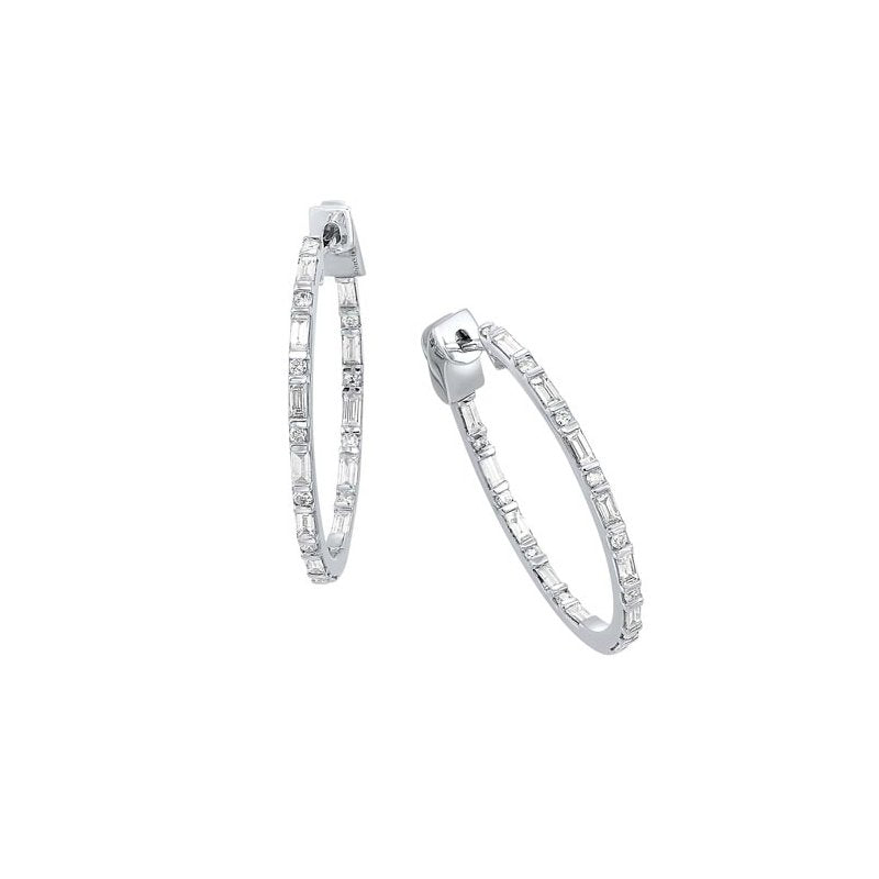 Gems One Diamond Inside Out Eternity Hoops In 14k White Gold (1 Ctw)
