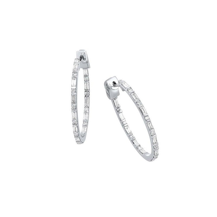 Gems One Diamond Inside Out Eternity Hoops In 14k White Gold (1 Ctw)