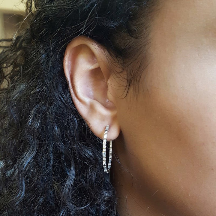 Gems One Diamond Inside Out Eternity Hoops In 14k White Gold (1 Ctw)