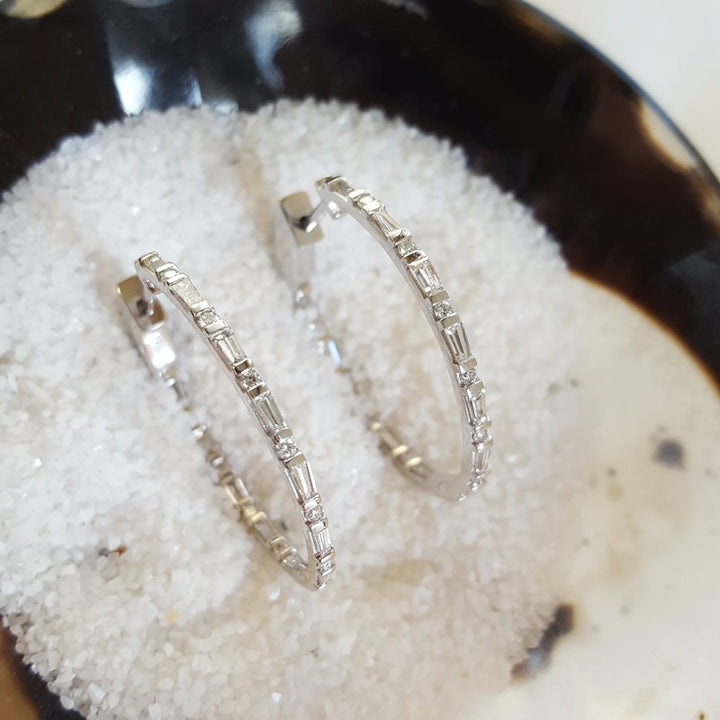Gems One Diamond Inside Out Eternity Hoops In 14k White Gold (1 Ctw) ER10489-4WC