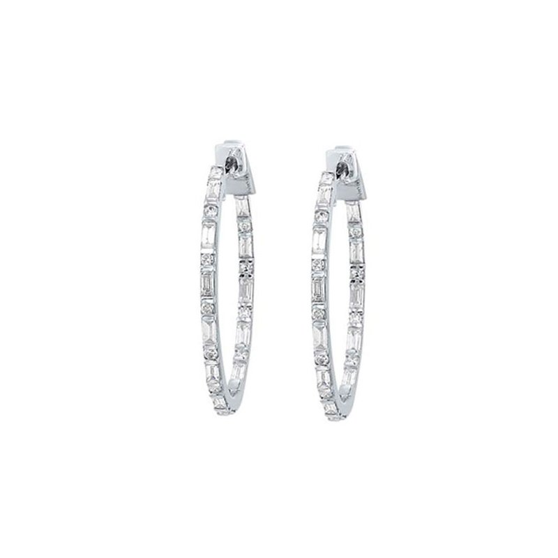 Gems One Diamond Inside Out Eternity Hoops In 14k White Gold (1 Ctw)