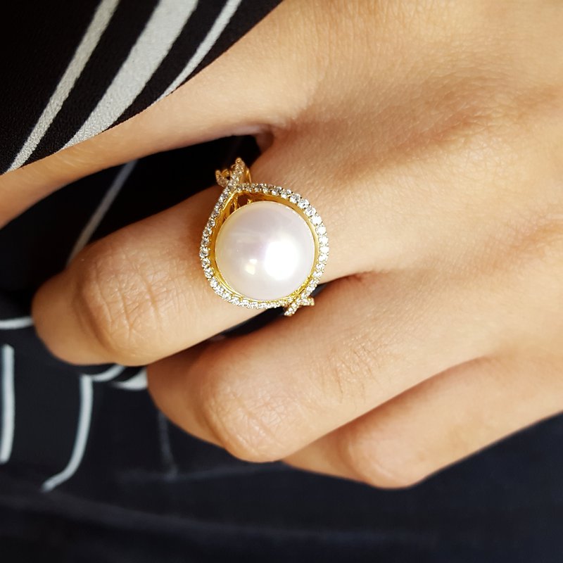 Sami Fine Jewelry Pearl Open Halo Ring