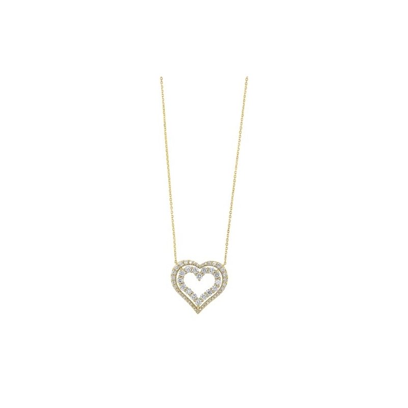 Gems One Diamond Double Open Heart Pendant Necklace (1 Ctw)