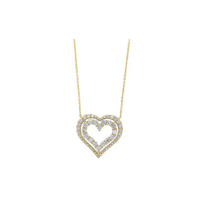 Gems One Diamond Double Open Heart Pendant Necklace (1 Ctw)