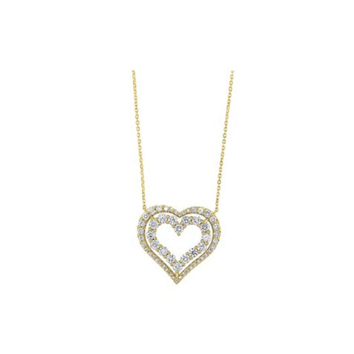 Gems One Diamond Double Open Heart Pendant Necklace (1 Ctw)