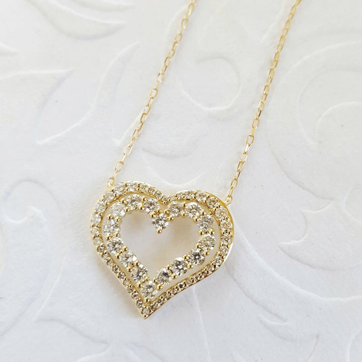 Gems One Diamond Double Open Heart Pendant Necklace (1 Ctw)