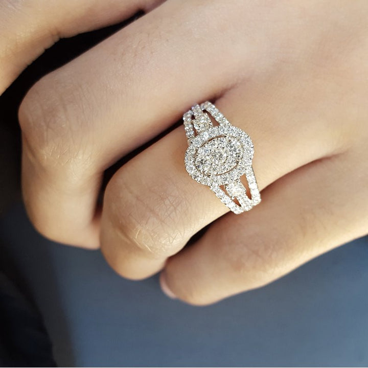 Sami Fine Jewelry Oval Pavé Diamond Halo Ring