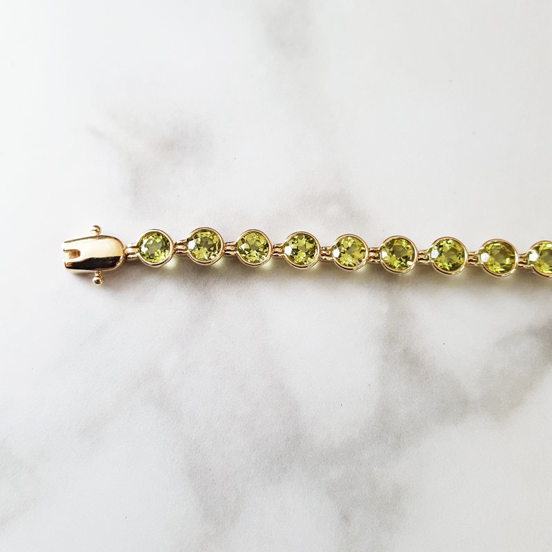 14k Arizona Peridot Gold Jewelry Round Peridot Bezel Set Bracelet