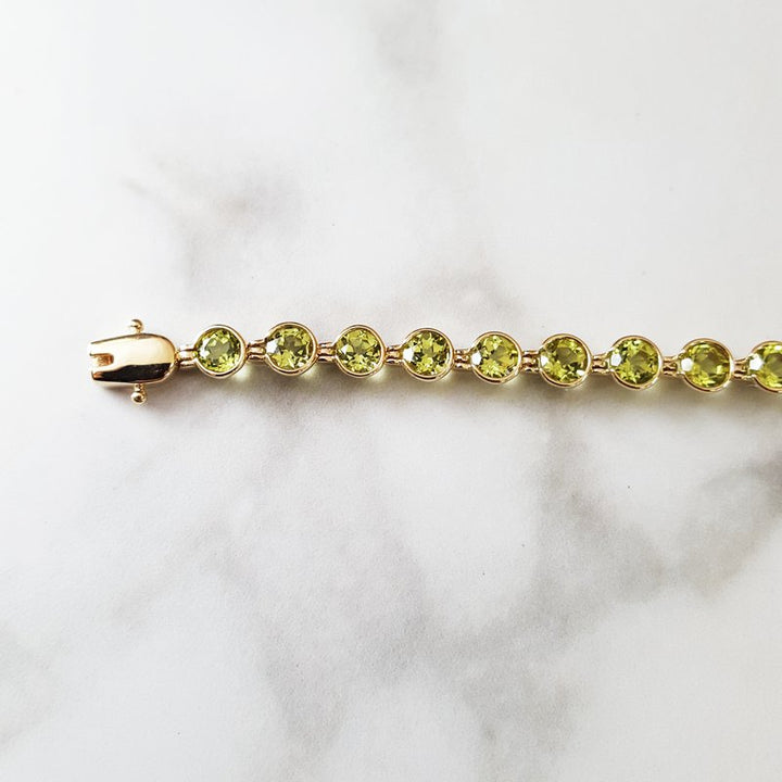 14k Arizona Peridot Gold Jewelry Round Peridot Bezel Set Bracelet